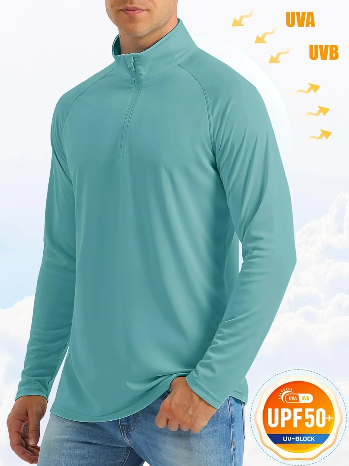 MAGCOMSEN Men's Long Sleeve Sun Shirts UPF 50  Tees 1/4 Zip Up Fishing Running Rash Guard T-Shirts Outdoor Shirt