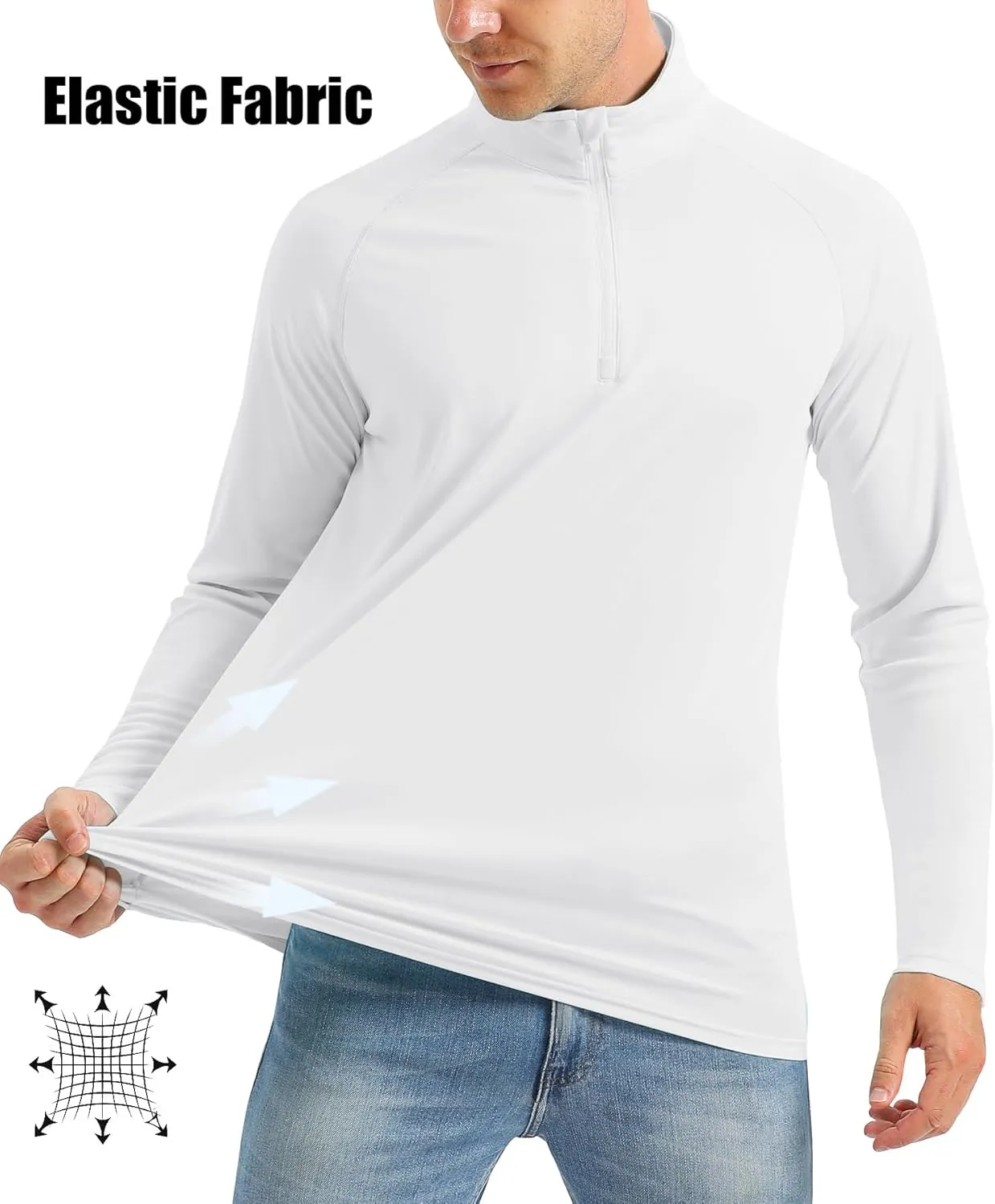MAGCOMSEN Men's Long Sleeve Sun Shirts UPF 50  Tees 1/4 Zip Up Fishing Running Rash Guard T-Shirts Outdoor Shirt