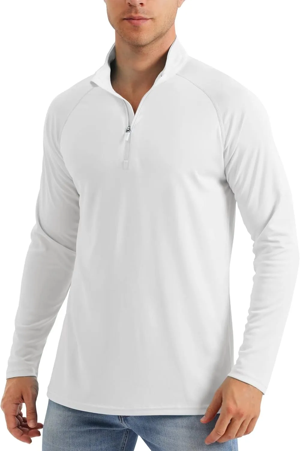 MAGCOMSEN Men's Long Sleeve Sun Shirts UPF 50  Tees 1/4 Zip Up Fishing Running Rash Guard T-Shirts Outdoor Shirt