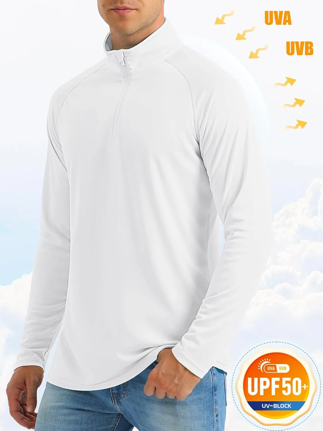 MAGCOMSEN Men's Long Sleeve Sun Shirts UPF 50  Tees 1/4 Zip Up Fishing Running Rash Guard T-Shirts Outdoor Shirt