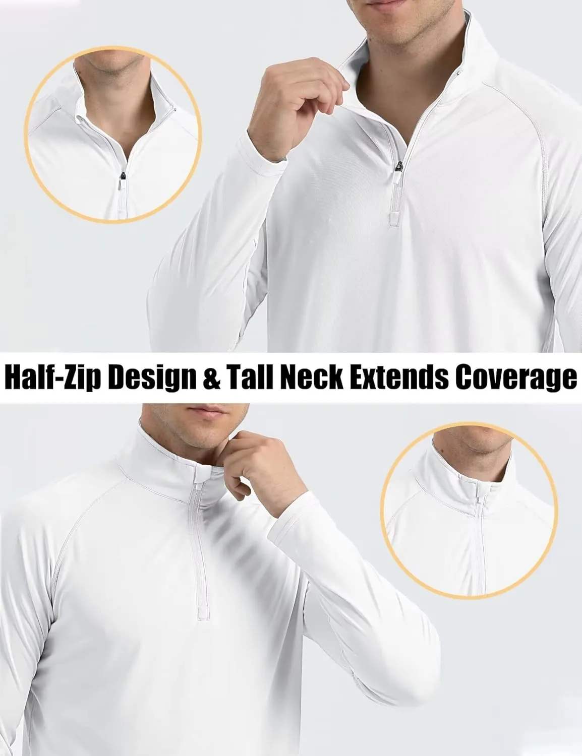 MAGCOMSEN Men's Long Sleeve Sun Shirts UPF 50  Tees 1/4 Zip Up Fishing Running Rash Guard T-Shirts Outdoor Shirt