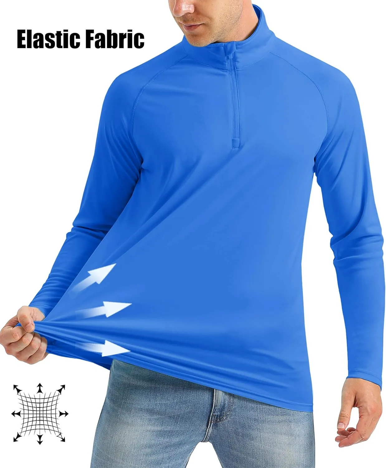 MAGCOMSEN Men's Long Sleeve Sun Shirts UPF 50  Tees 1/4 Zip Up Fishing Running Rash Guard T-Shirts Outdoor Shirt