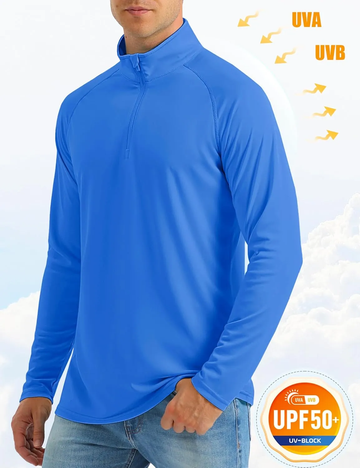 MAGCOMSEN Men's Long Sleeve Sun Shirts UPF 50  Tees 1/4 Zip Up Fishing Running Rash Guard T-Shirts Outdoor Shirt
