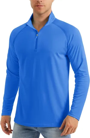 MAGCOMSEN Men's Long Sleeve Sun Shirts UPF 50  Tees 1/4 Zip Up Fishing Running Rash Guard T-Shirts Outdoor Shirt