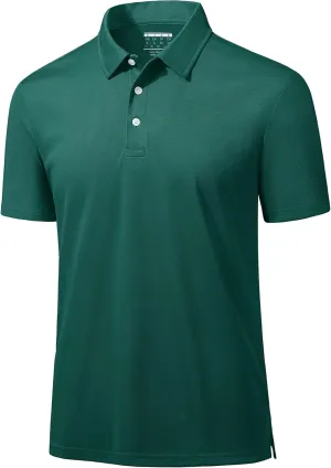 MAGCOMSEN Men's Polo Shirts 3 Buttons Casual Work T Shirts Quick Dry Short Sleeve Golf Shirt Pique Jersey Outdoor Performance