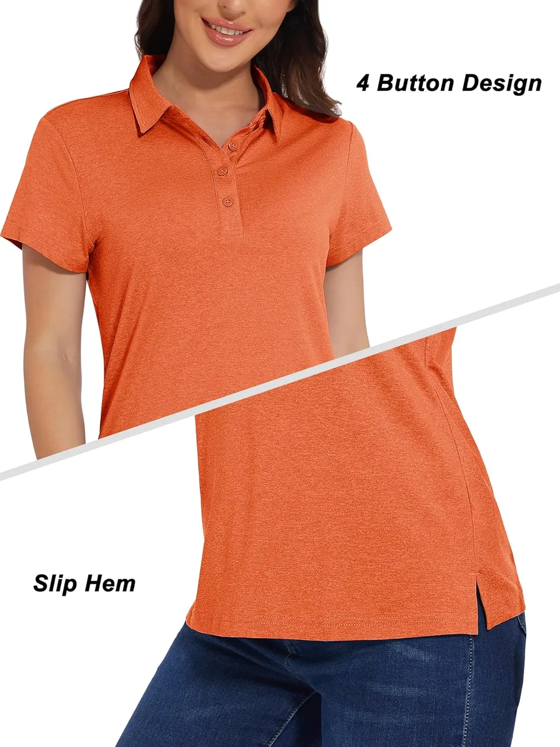 MAGCOMSEN Women's Golf Polo T-Shirts Short Sleeve UPF 50  Quick Dry Polo Collared Shirts Lightweight Athletic Sports Shirt