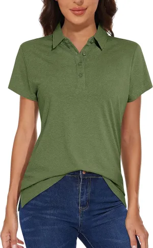 MAGCOMSEN Women's Golf Polo T-Shirts Short Sleeve UPF 50  Quick Dry Polo Collared Shirts Lightweight Athletic Sports Shirt