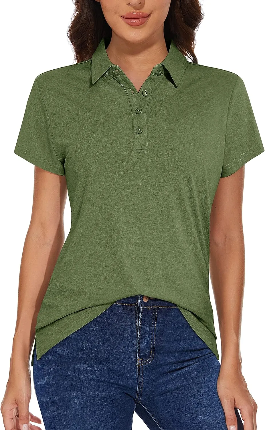 MAGCOMSEN Women's Golf Polo T-Shirts Short Sleeve UPF 50  Quick Dry Polo Collared Shirts Lightweight Athletic Sports Shirt