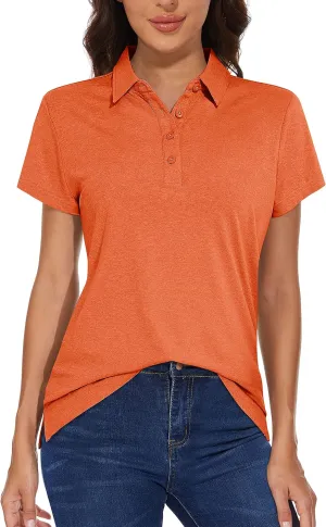 MAGCOMSEN Women's Golf Polo T-Shirts Short Sleeve UPF 50  Quick Dry Polo Collared Shirts Lightweight Athletic Sports Shirt