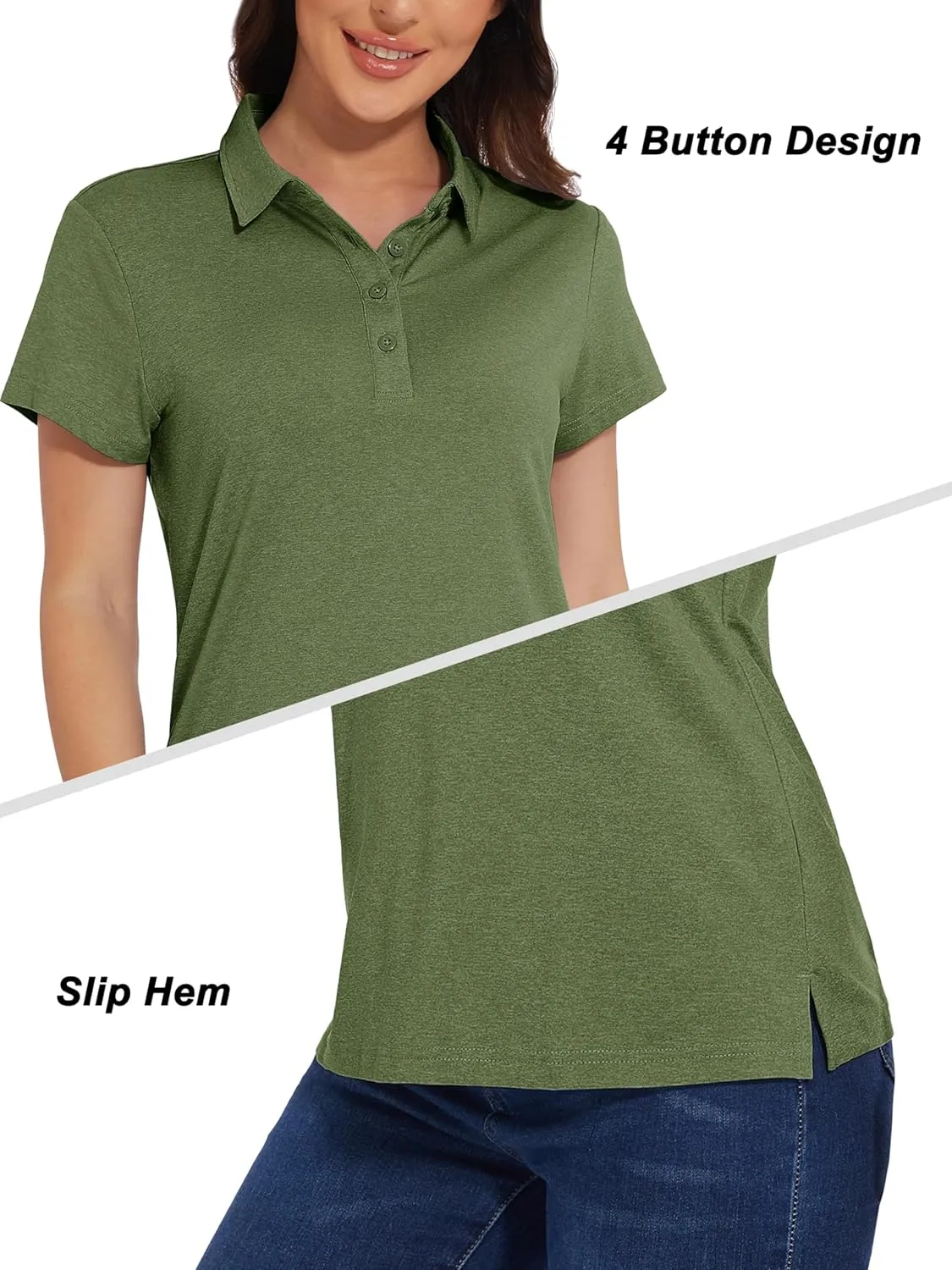 MAGCOMSEN Women's Golf Polo T-Shirts Short Sleeve UPF 50  Quick Dry Polo Collared Shirts Lightweight Athletic Sports Shirt