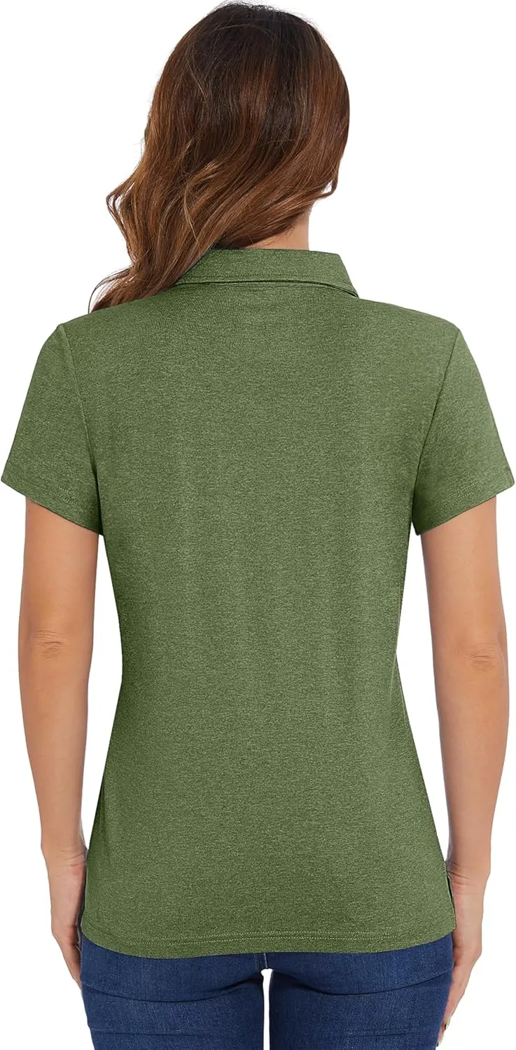 MAGCOMSEN Women's Golf Polo T-Shirts Short Sleeve UPF 50  Quick Dry Polo Collared Shirts Lightweight Athletic Sports Shirt