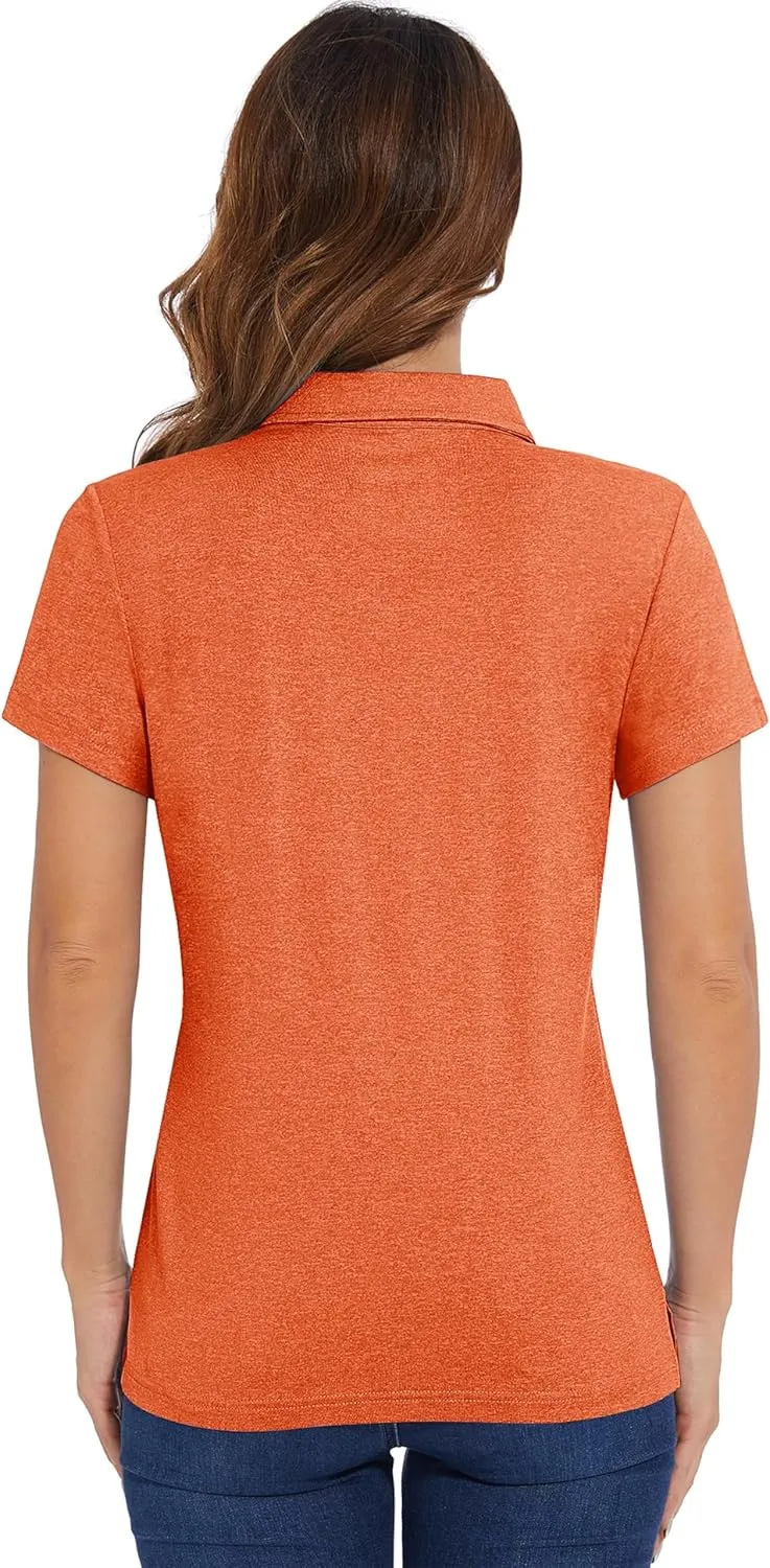 MAGCOMSEN Women's Golf Polo T-Shirts Short Sleeve UPF 50  Quick Dry Polo Collared Shirts Lightweight Athletic Sports Shirt