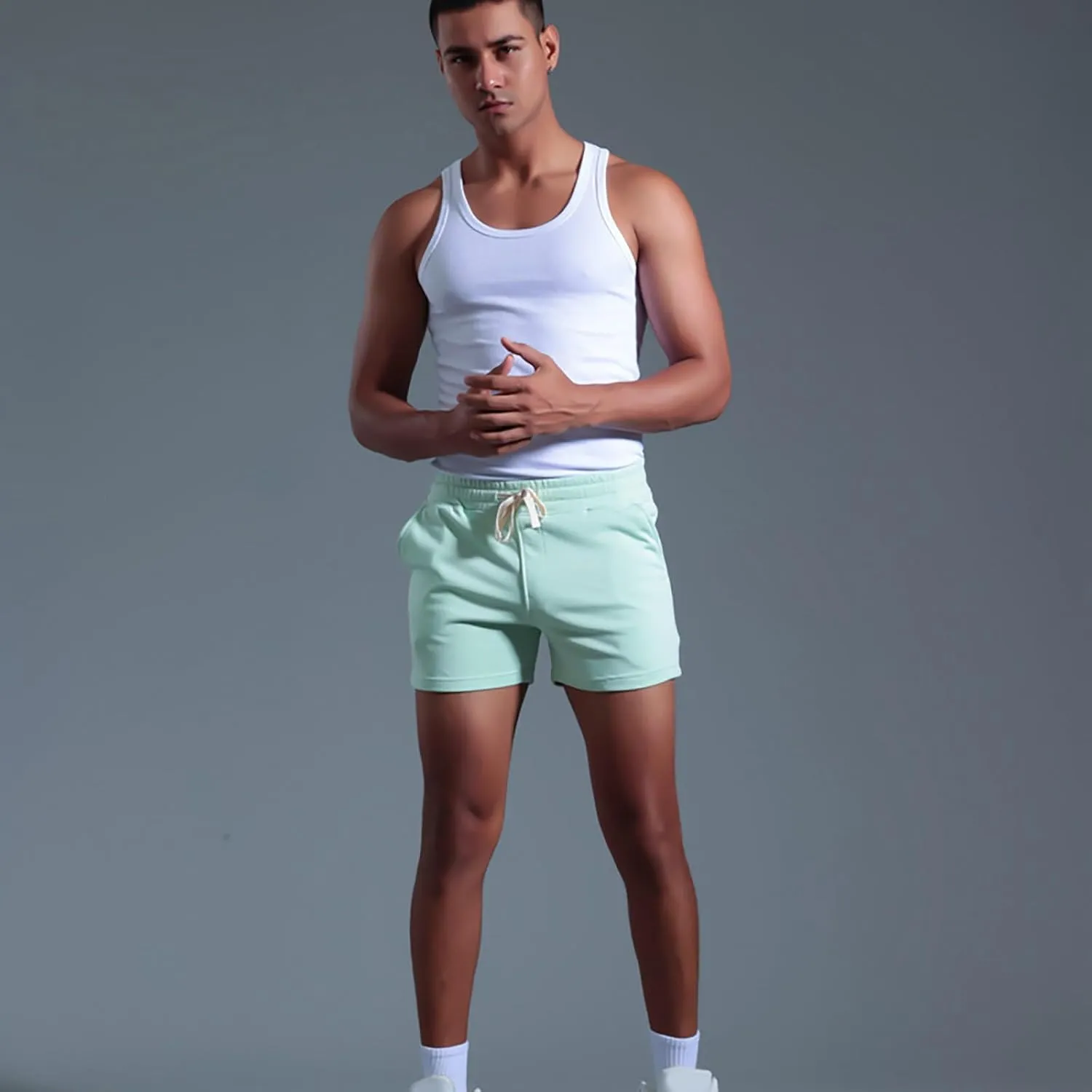 Mens Work Shorts Slim-Fit Elastic Beach Shorts Gym Basketball Lightweight Classic Regular Comfort Activewear Pants
