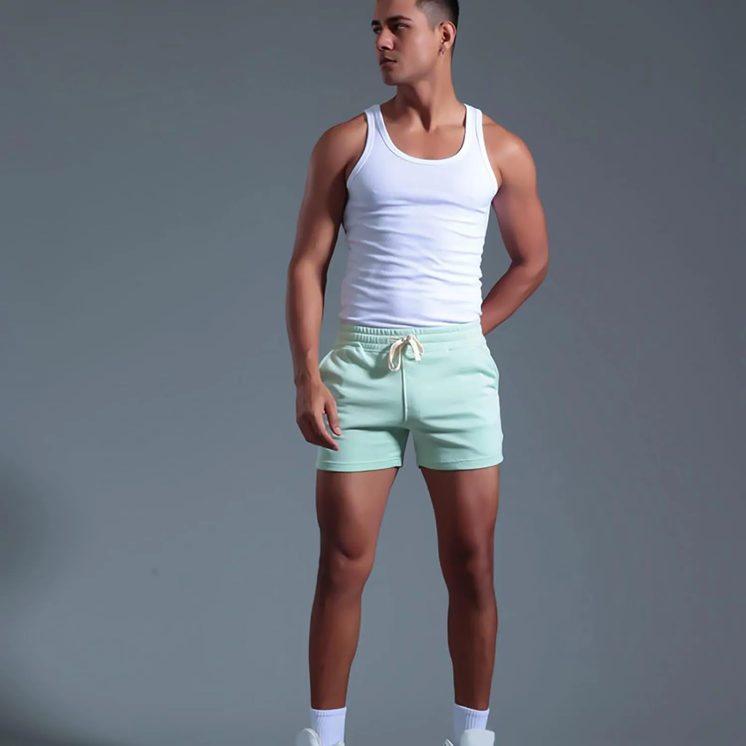 Mens Work Shorts Slim-Fit Elastic Beach Shorts Gym Basketball Lightweight Classic Regular Comfort Activewear Pants