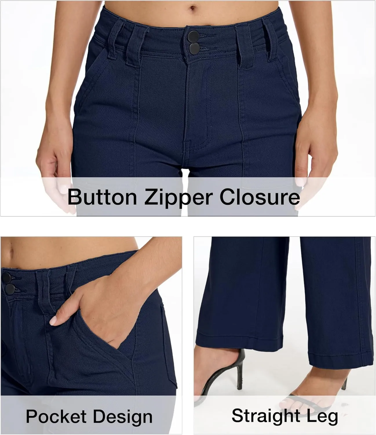 Mid Rise Jeans for Women Wid Leg Straight Leg Flare Pants Trendy