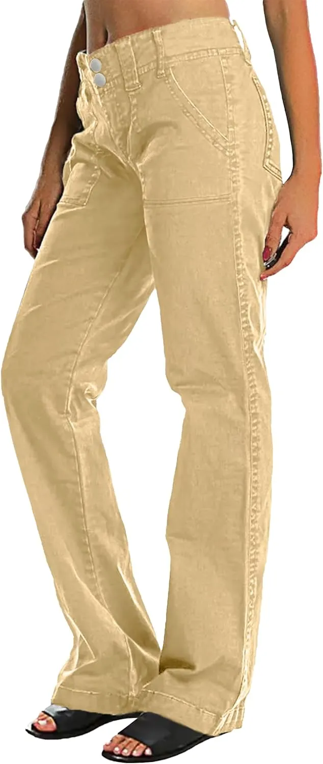 Mid Rise Jeans for Women Wid Leg Straight Leg Flare Pants Trendy