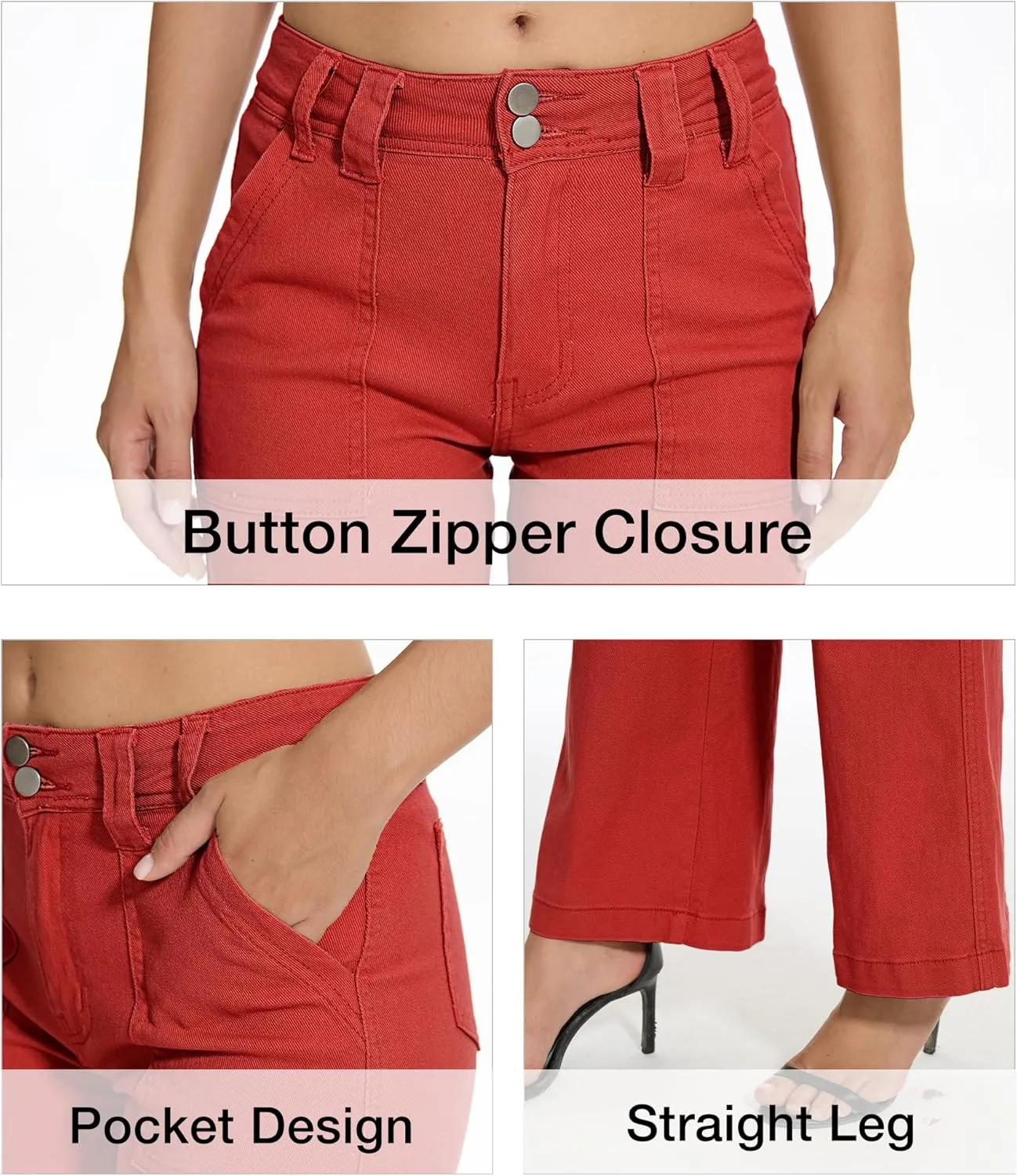 Mid Rise Jeans for Women Wid Leg Straight Leg Flare Pants Trendy