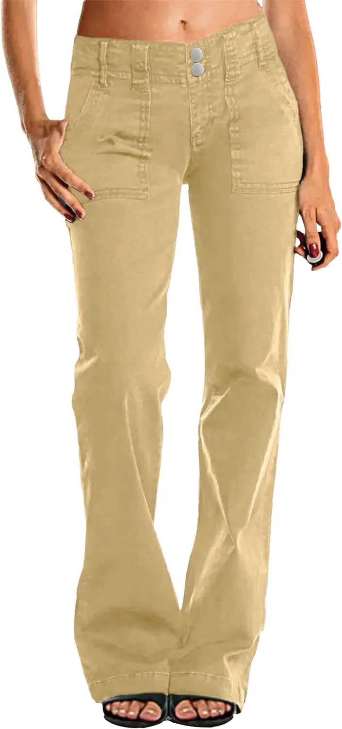 Mid Rise Jeans for Women Wid Leg Straight Leg Flare Pants Trendy