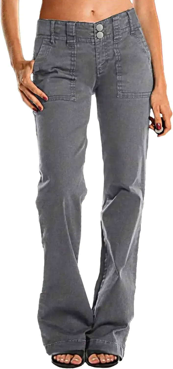 Mid Rise Jeans for Women Wid Leg Straight Leg Flare Pants Trendy
