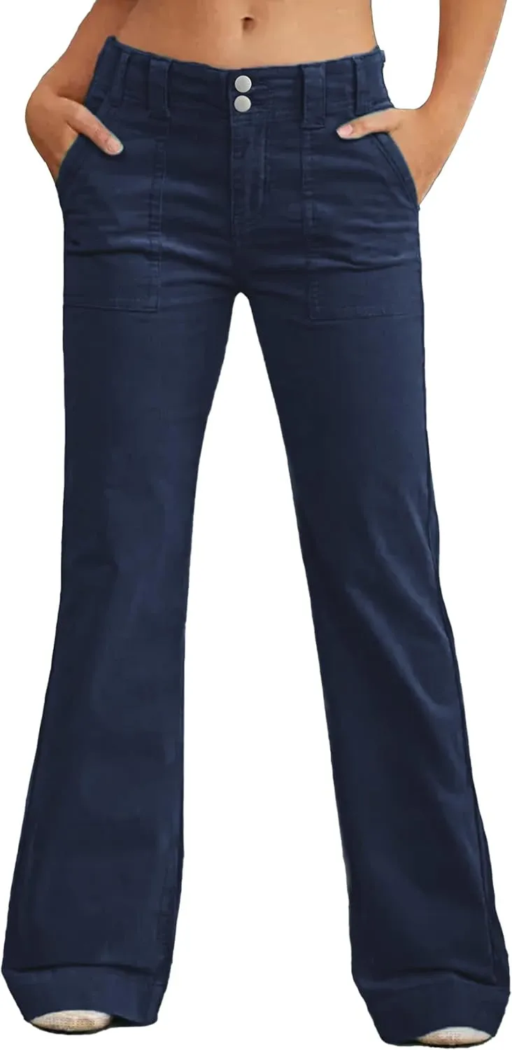 Mid Rise Jeans for Women Wid Leg Straight Leg Flare Pants Trendy