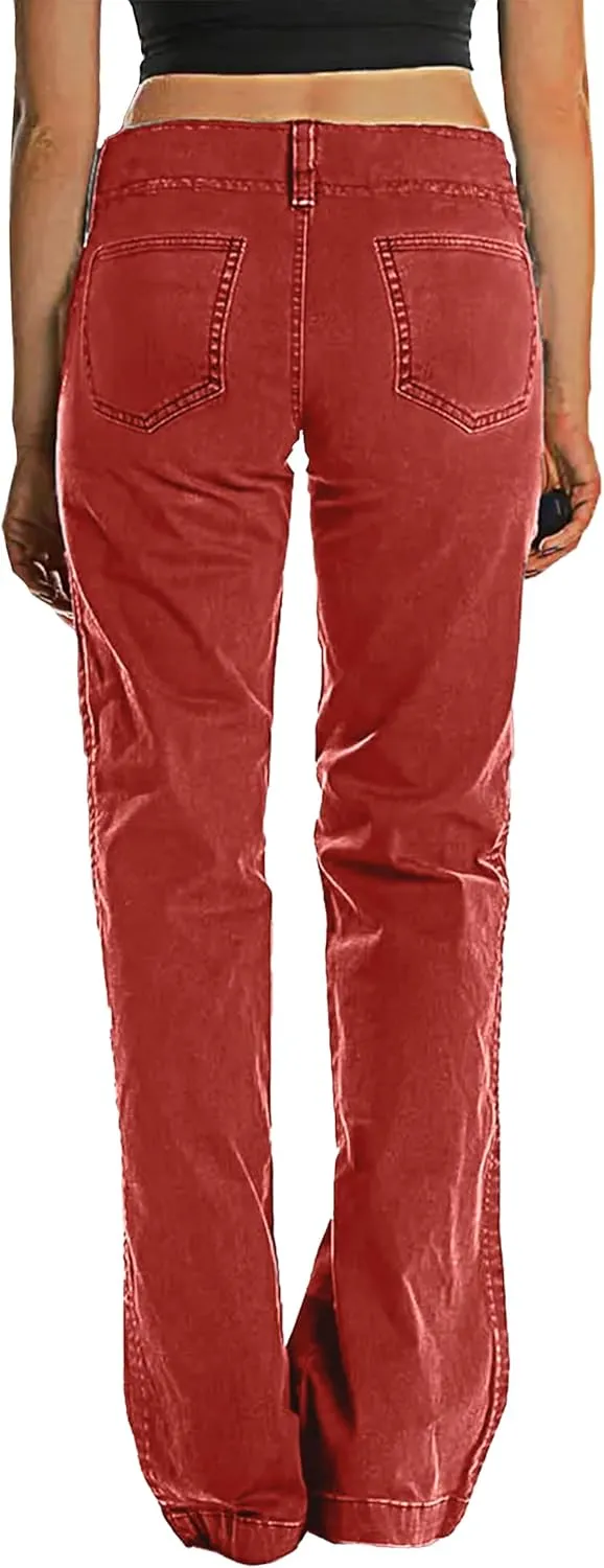 Mid Rise Jeans for Women Wid Leg Straight Leg Flare Pants Trendy