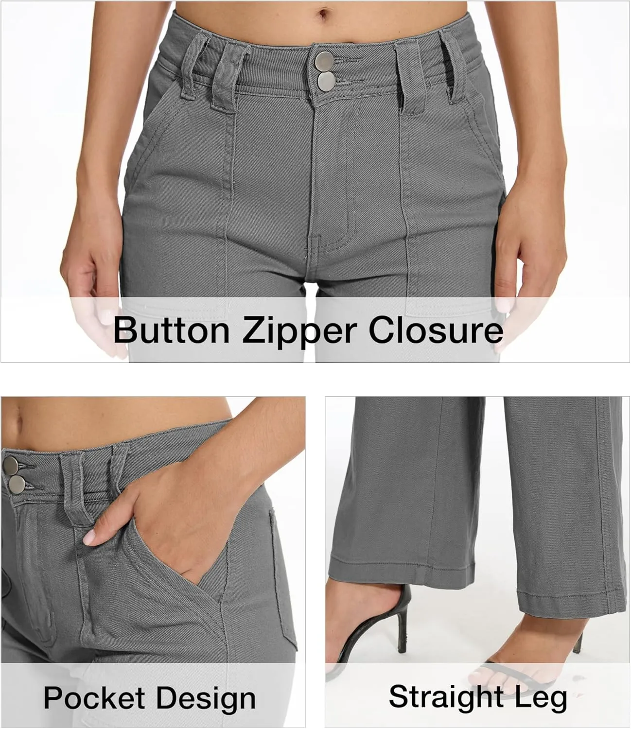 Mid Rise Jeans for Women Wid Leg Straight Leg Flare Pants Trendy