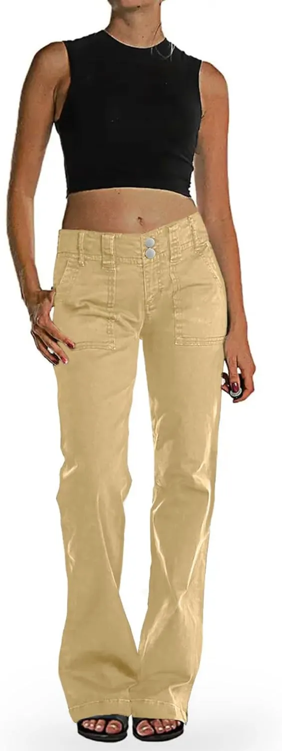 Mid Rise Jeans for Women Wid Leg Straight Leg Flare Pants Trendy