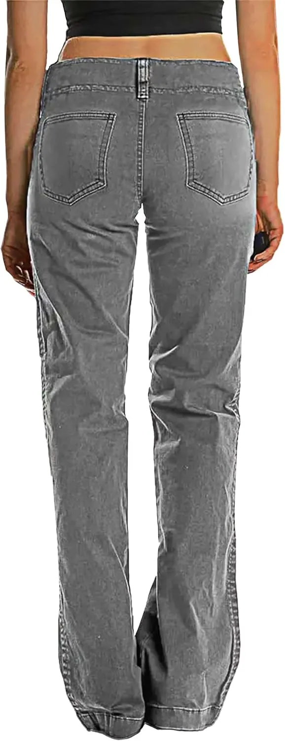 Mid Rise Jeans for Women Wid Leg Straight Leg Flare Pants Trendy