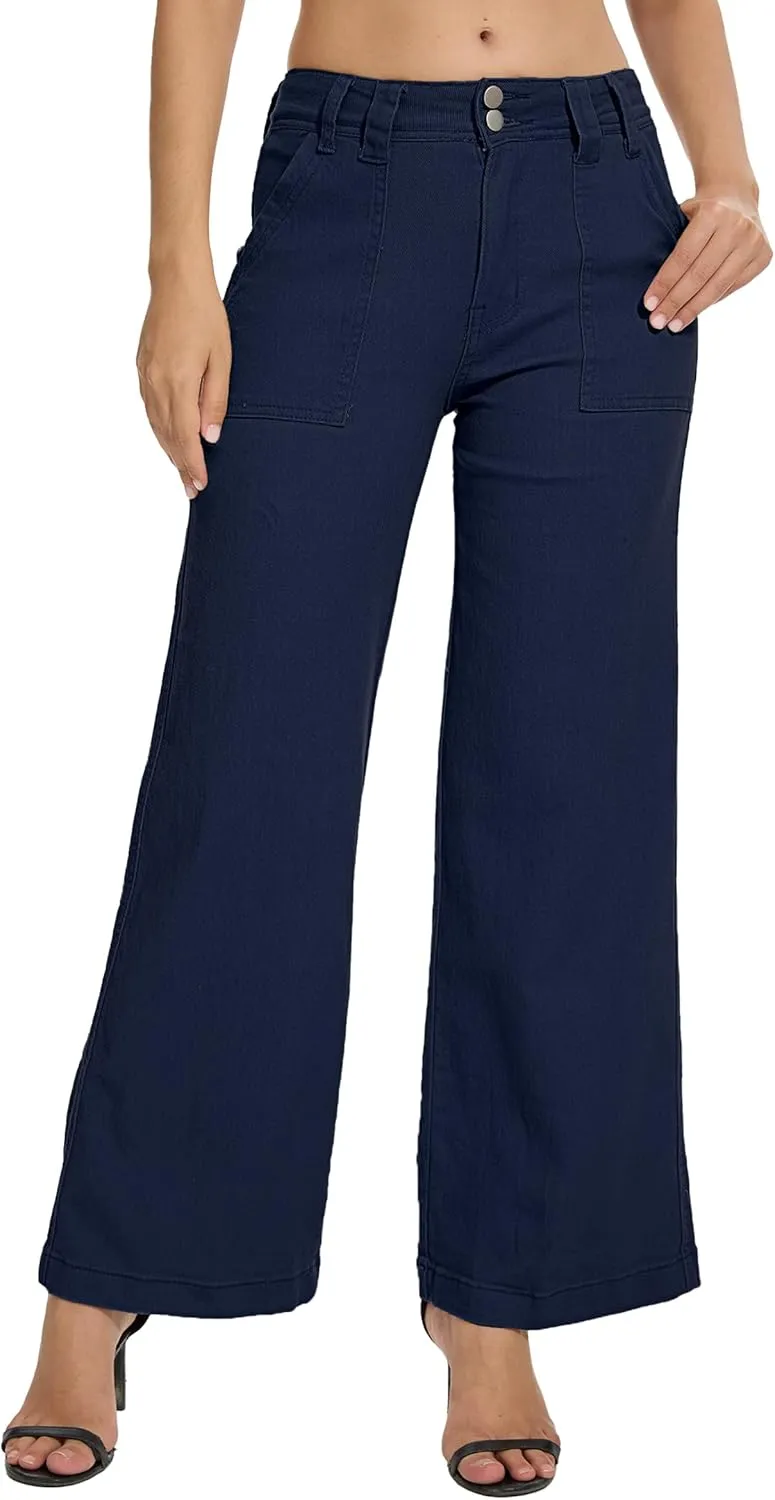 Mid Rise Jeans for Women Wid Leg Straight Leg Flare Pants Trendy