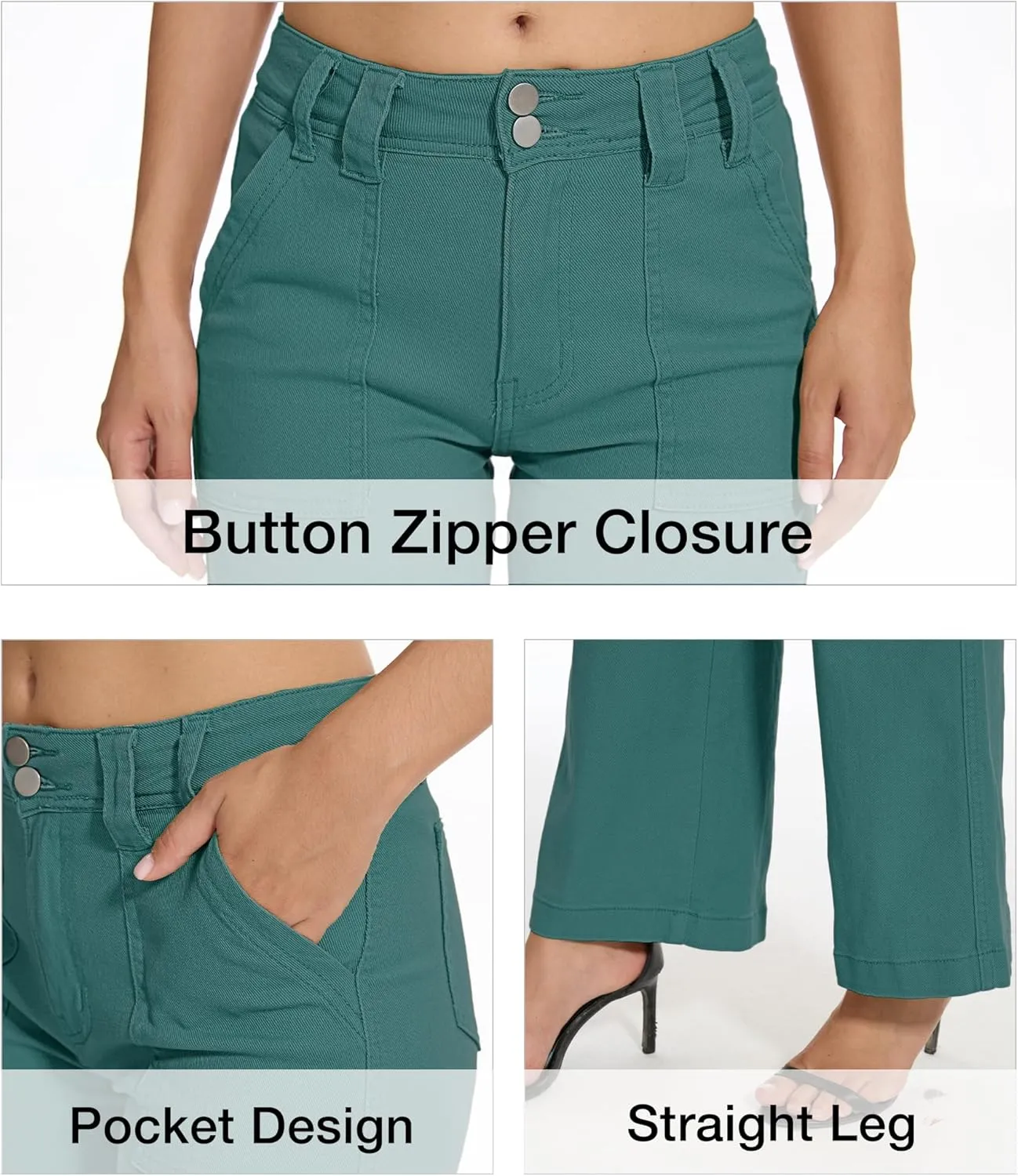 Mid Rise Jeans for Women Wid Leg Straight Leg Flare Pants Trendy