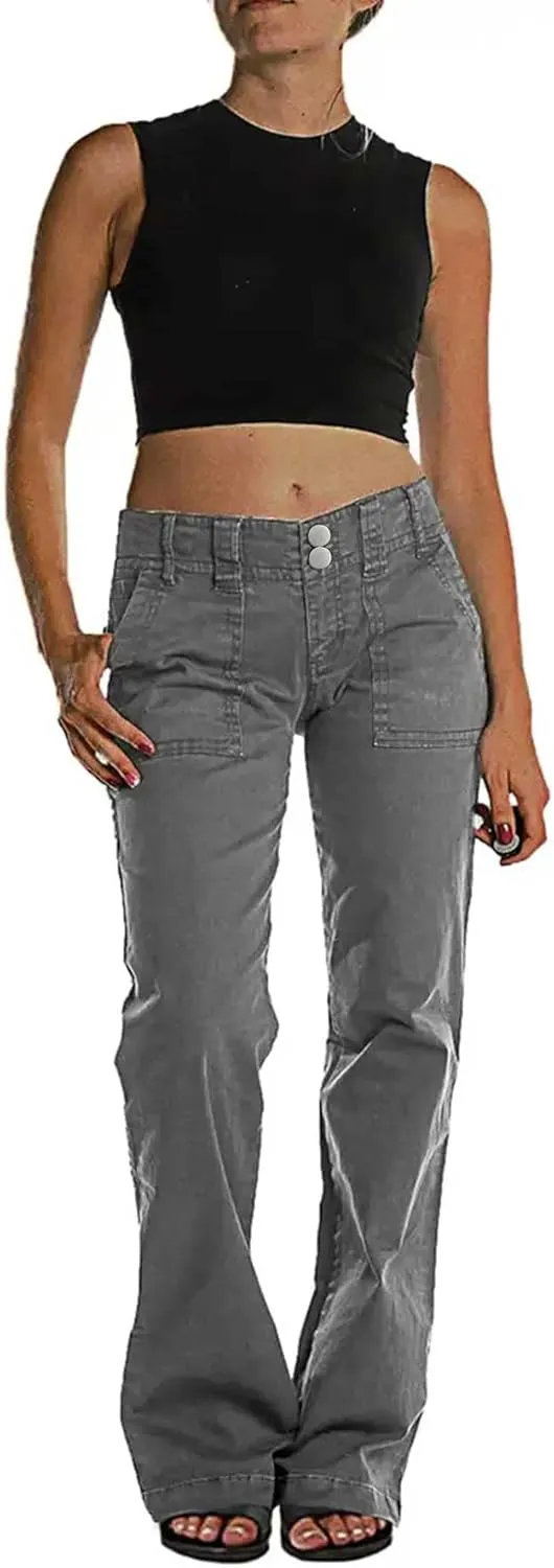 Mid Rise Jeans for Women Wid Leg Straight Leg Flare Pants Trendy