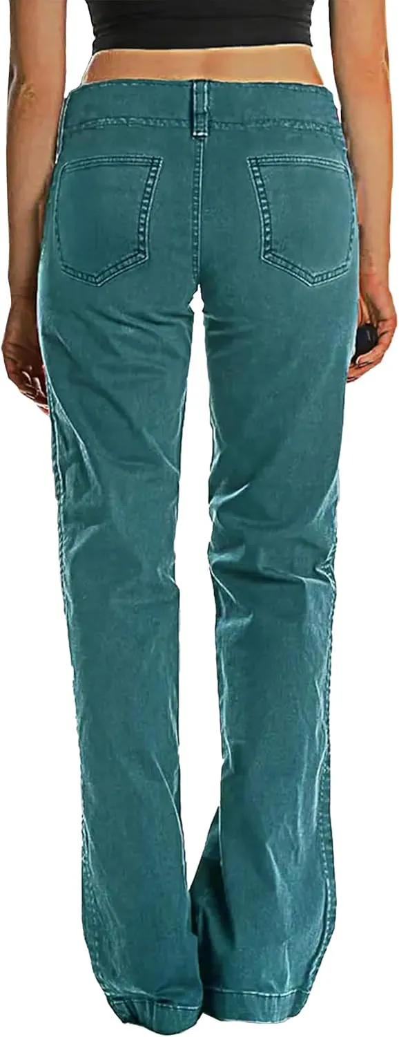 Mid Rise Jeans for Women Wid Leg Straight Leg Flare Pants Trendy