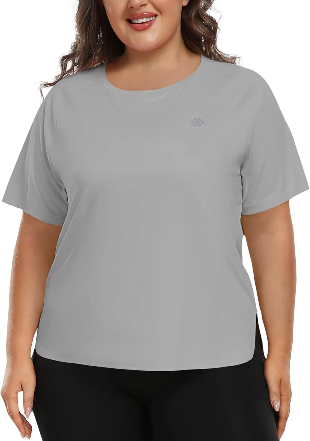 MoFiz Women's Plus Size Workout Tops Short Sleeve Running Shirts UPF 50  Hiking T-Shirts Quick Dry Athletic Top
