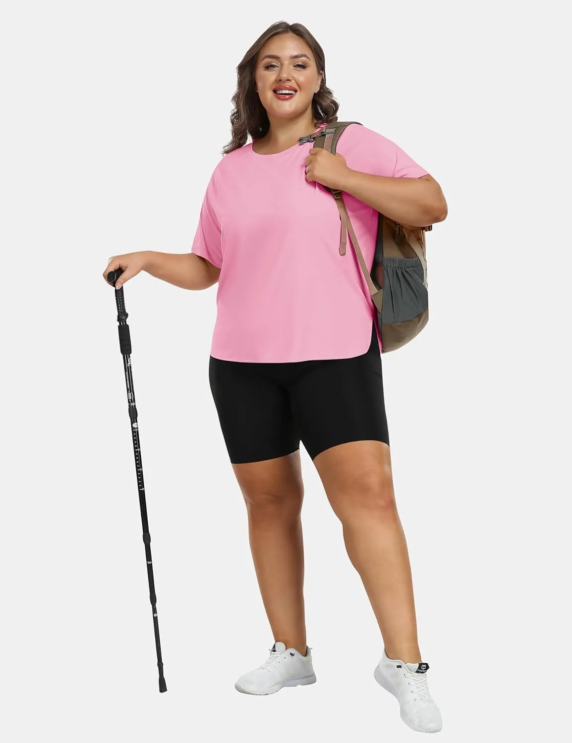 MoFiz Women's Plus Size Workout Tops Short Sleeve Running Shirts UPF 50  Hiking T-Shirts Quick Dry Athletic Top