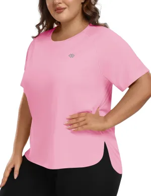 MoFiz Women's Plus Size Workout Tops Short Sleeve Running Shirts UPF 50  Hiking T-Shirts Quick Dry Athletic Top