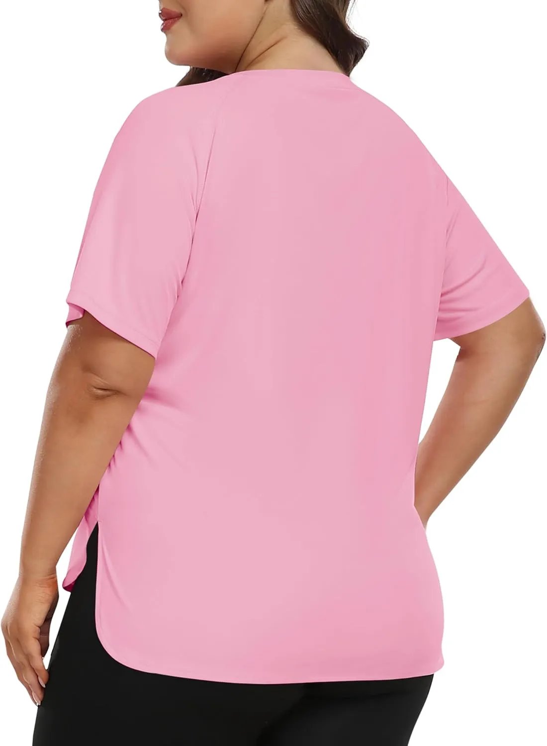 MoFiz Women's Plus Size Workout Tops Short Sleeve Running Shirts UPF 50  Hiking T-Shirts Quick Dry Athletic Top
