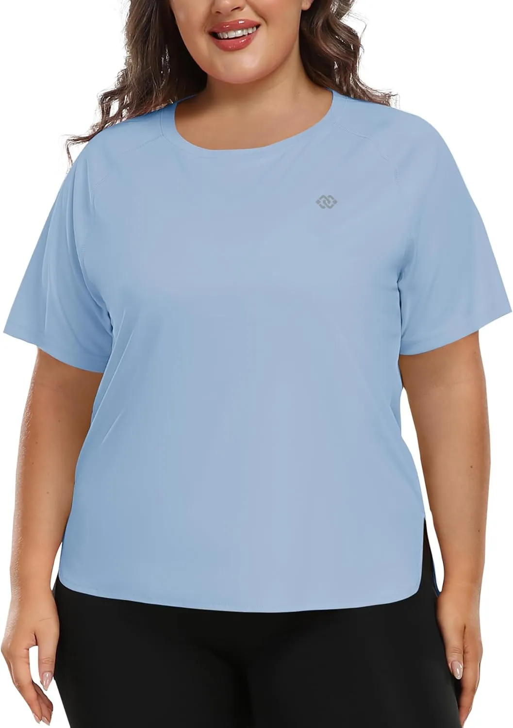 MoFiz Women's Plus Size Workout Tops Short Sleeve Running Shirts UPF 50  Hiking T-Shirts Quick Dry Athletic Top