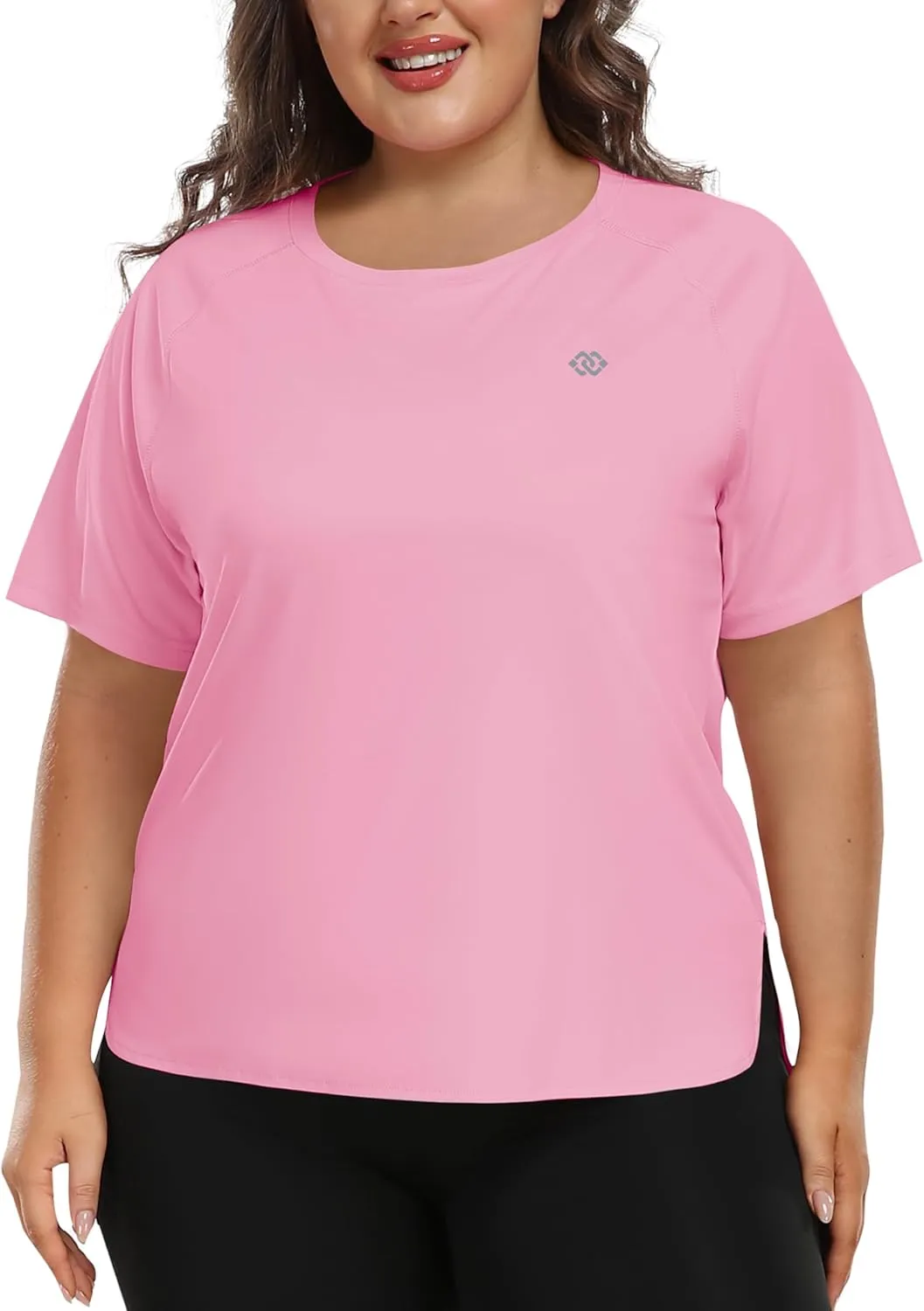 MoFiz Women's Plus Size Workout Tops Short Sleeve Running Shirts UPF 50  Hiking T-Shirts Quick Dry Athletic Top