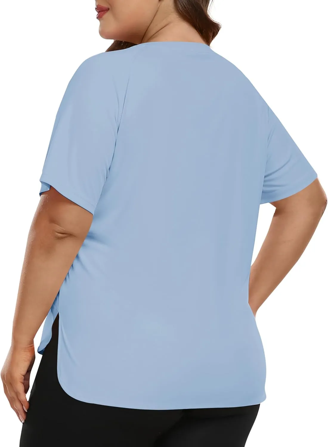 MoFiz Women's Plus Size Workout Tops Short Sleeve Running Shirts UPF 50  Hiking T-Shirts Quick Dry Athletic Top