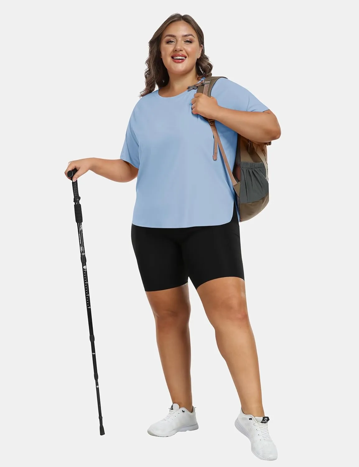 MoFiz Women's Plus Size Workout Tops Short Sleeve Running Shirts UPF 50  Hiking T-Shirts Quick Dry Athletic Top