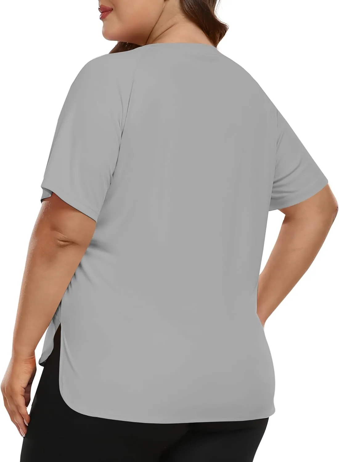 MoFiz Women's Plus Size Workout Tops Short Sleeve Running Shirts UPF 50  Hiking T-Shirts Quick Dry Athletic Top