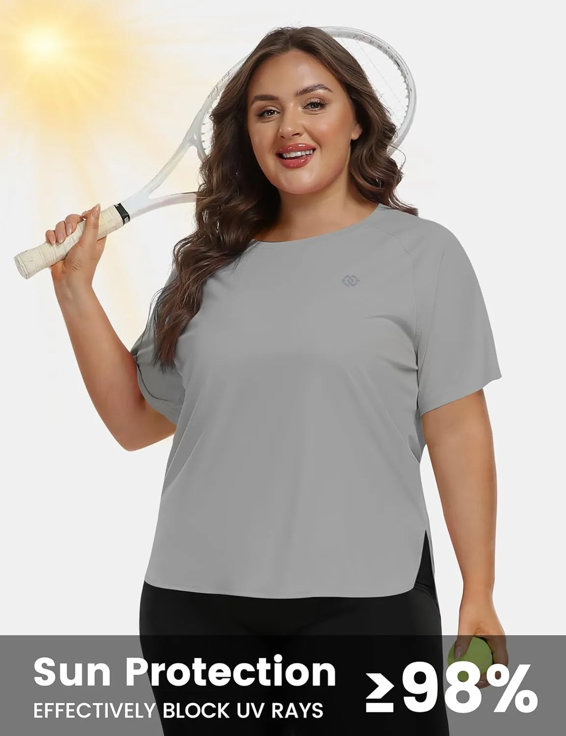 MoFiz Women's Plus Size Workout Tops Short Sleeve Running Shirts UPF 50  Hiking T-Shirts Quick Dry Athletic Top