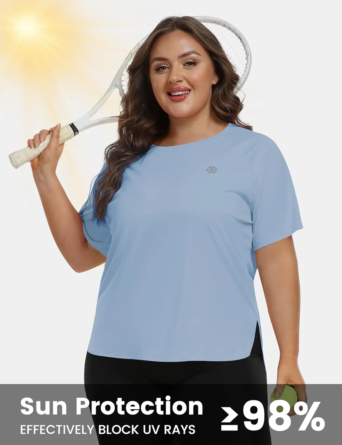 MoFiz Women's Plus Size Workout Tops Short Sleeve Running Shirts UPF 50  Hiking T-Shirts Quick Dry Athletic Top