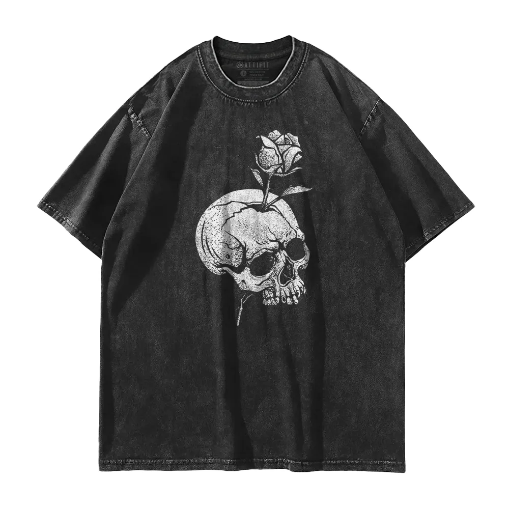 Rose Skull Washed T-Shirt