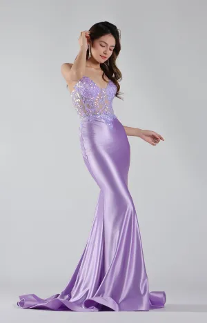 Spaghetti Straps Appliqued See Through Pleated Mermaid