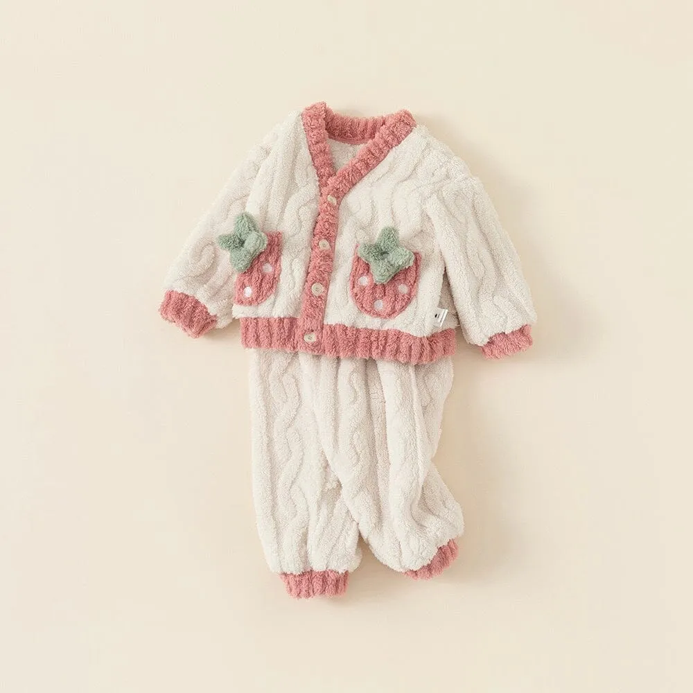 Strawberry Winter Plush Loungewear Set