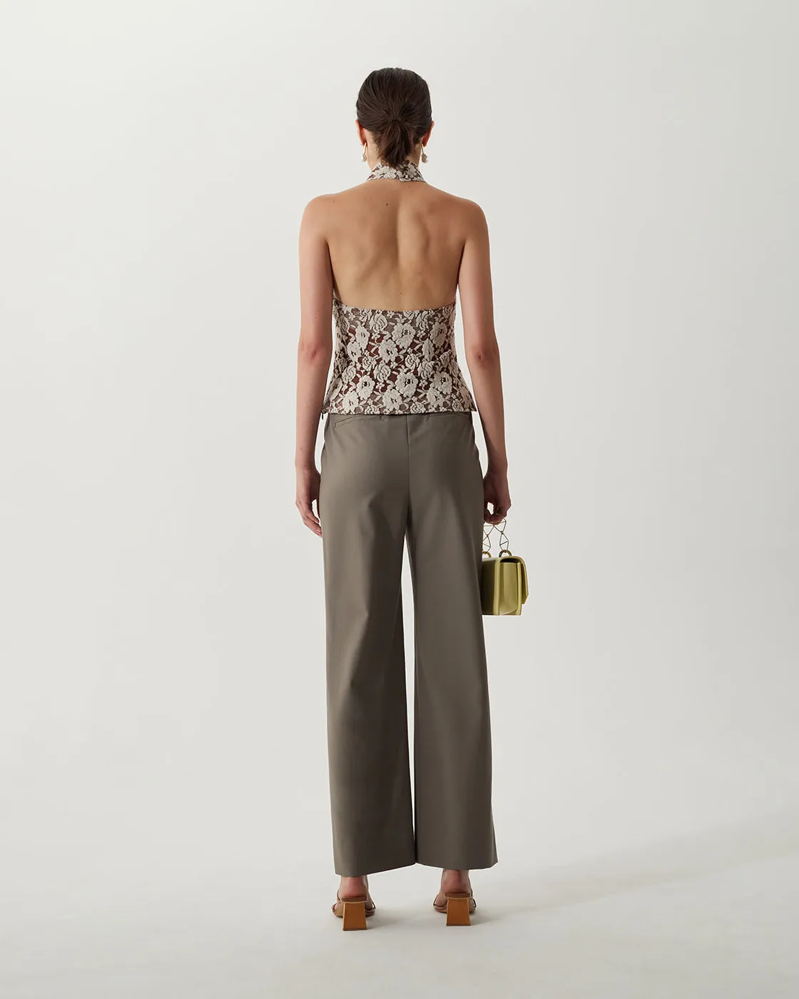 Tilda Top Cotton Blend Floral Lace Brown