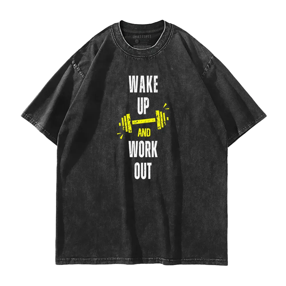 Wake up and Work Out Washed T-Shirt