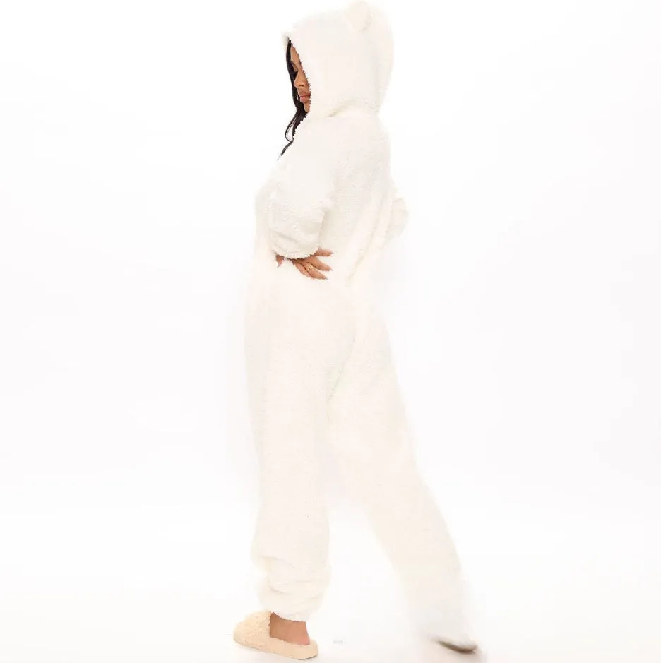 Women's Autumn And Winter Plush One-piece Pajamas