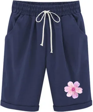 Womens Capris for Summer Cotton Linen Pants High Waistd Drawstring Linen Casual Loose Casual Trouser with Pockets